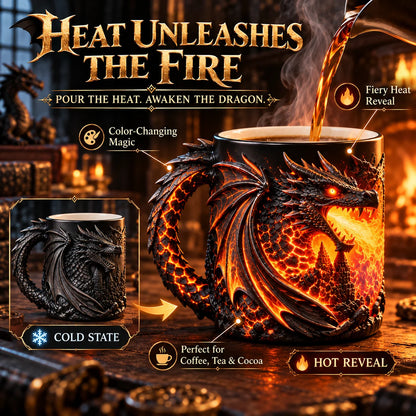 🐉🔥 3D Dragon Heat-Reveal Magic Mug – Color-Changing Fantasy Coffee Cup ☕🎁