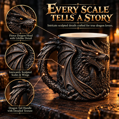 🐉🔥 3D Dragon Heat-Reveal Magic Mug – Color-Changing Fantasy Coffee Cup ☕🎁