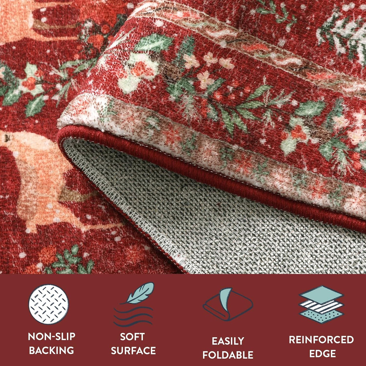 🎄✨ Washable Christmas Runner Rug – Soft Non-Slip Holiday Floor Mat for Kitchen & Hallway 🎅