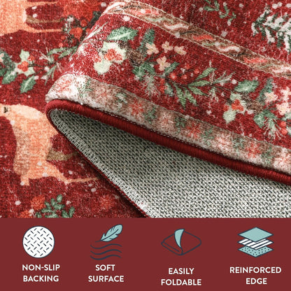 🎄✨ Washable Christmas Runner Rug – Soft Non-Slip Holiday Floor Mat for Kitchen & Hallway 🎅