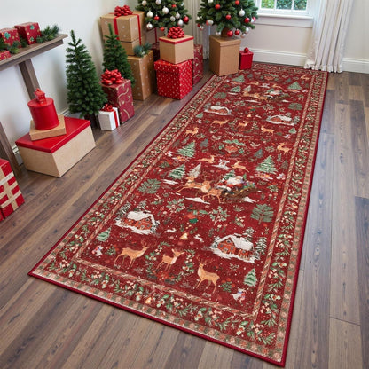 🎄✨ Washable Christmas Runner Rug – Soft Non-Slip Holiday Floor Mat for Kitchen & Hallway 🎅