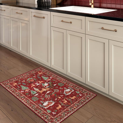 🎄✨ Washable Christmas Runner Rug – Soft Non-Slip Holiday Floor Mat for Kitchen & Hallway 🎅