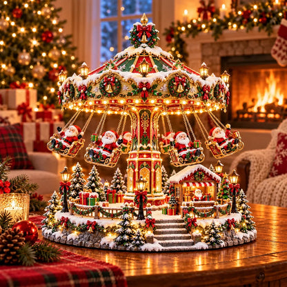🎄 Christmas Sale 50% OFF! 🐧 Penguin Christmas Carousel – Rotating Winter Light Display✨