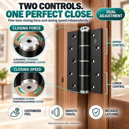 2-Piece Hydraulic Self-Closing Door Hinge Set – Adjustable Soft Close & 90° Hold-Open
