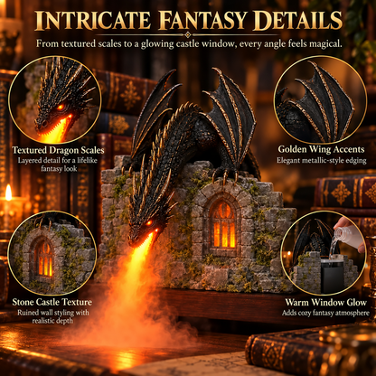 🐉 Dragon Fire Mist Diffuser – Ultrasonic Flame-Effect Humidifier with Warm LED Light & Remote