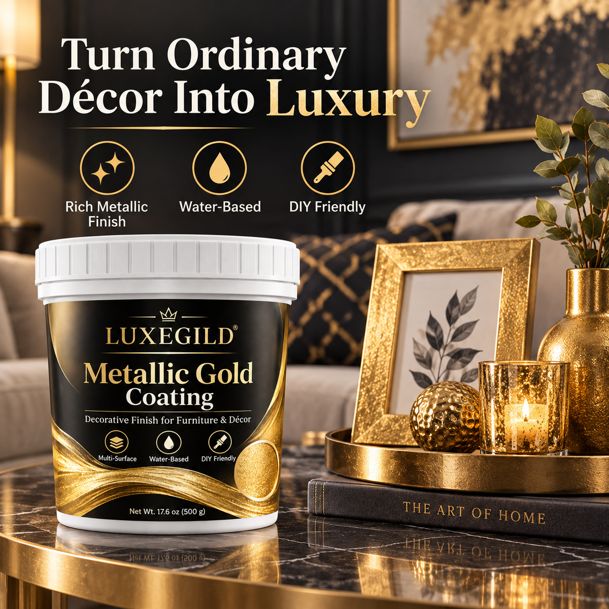 Home decor transformed with metallic gold coating