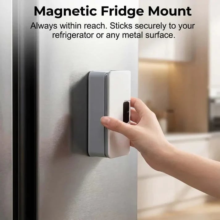Magnetic mini bag sealer attached to refrigerator