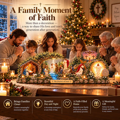 ✝️ The Journey of Jesus – 6 Biblical Scenes 3D Christian Faith Centerpiece with Warm Lighting