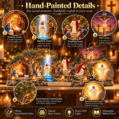 ✝️ The Journey of Jesus – 6 Biblical Scenes 3D Christian Faith Centerpiece with Warm Lighting