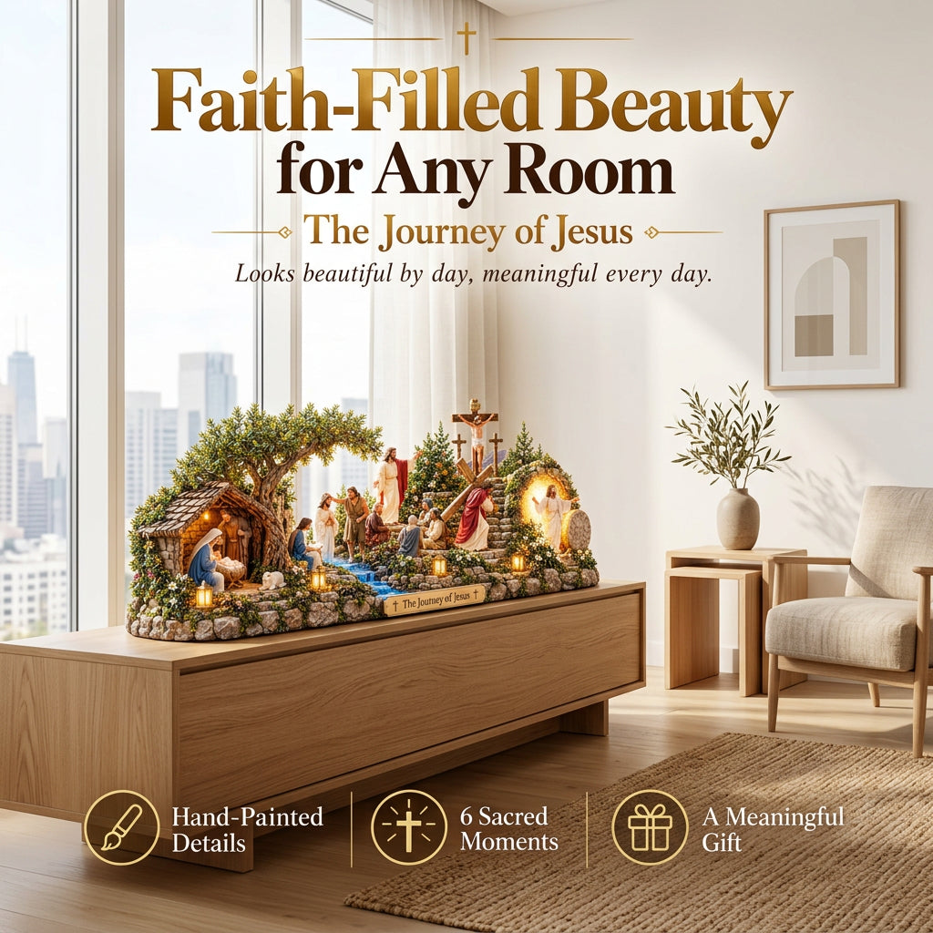 ✝️ The Journey of Jesus – 6 Biblical Scenes 3D Christian Faith Centerpiece with Warm Lighting