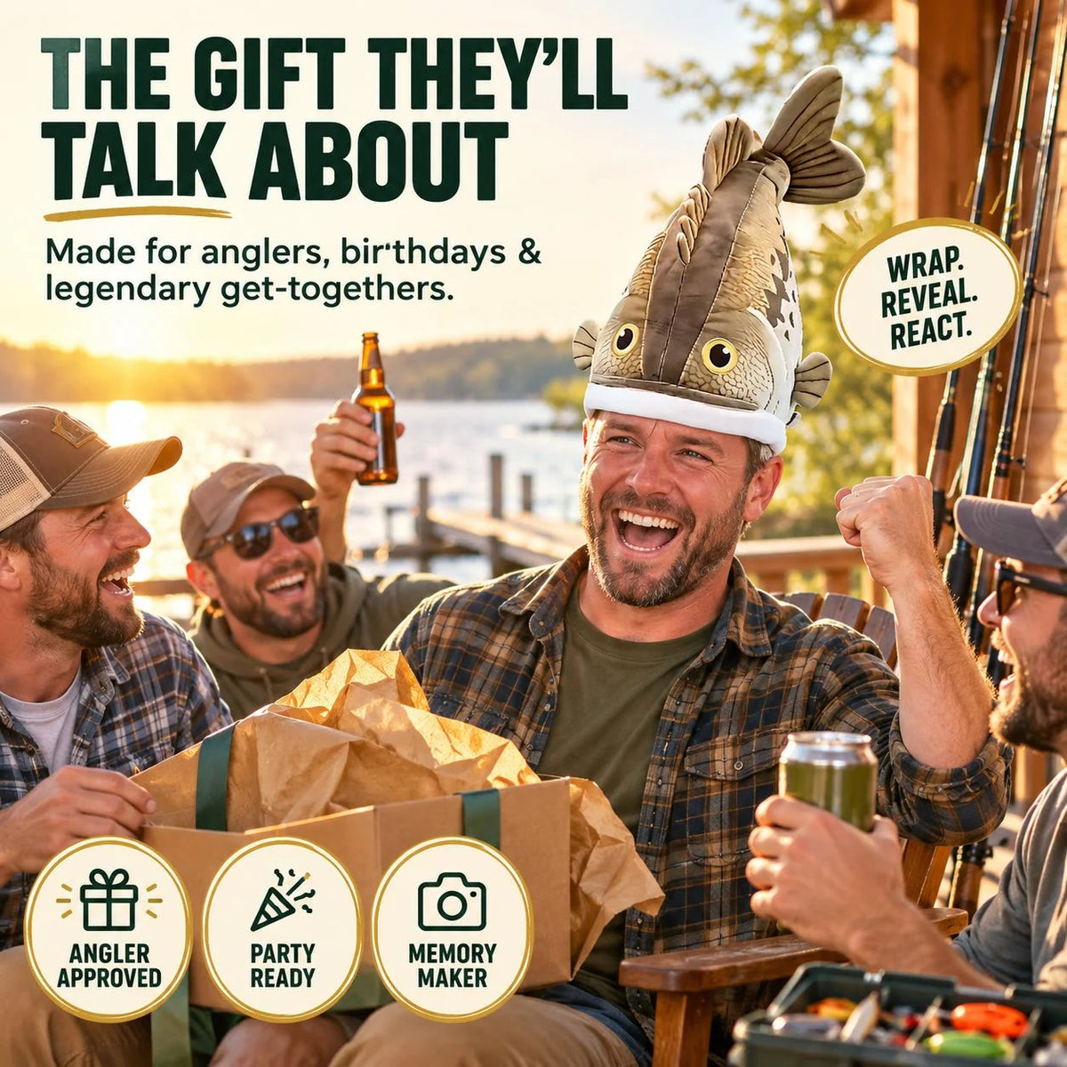 🐟Funny 3D Fish Hat — Funny Fishing Gift for Anglers, Lake Days & Parties