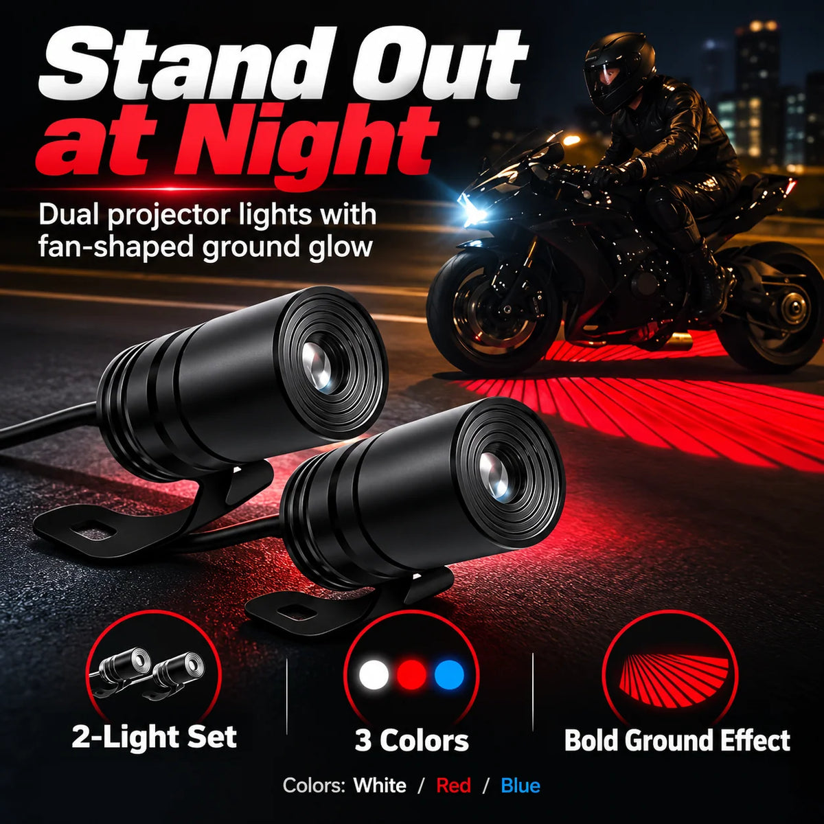 🏍️ Dual Motorcycle Laser Projector Lights!!!