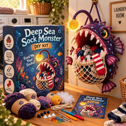 🧶🧦 DIY Crochet Sock-Eating Animal Kit – Funny Hanging Sock Holder & Handmade Gift
