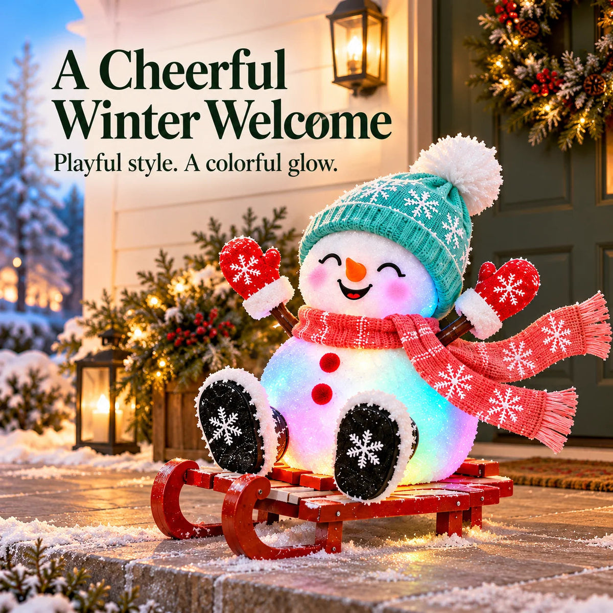 ☃️ Light-Up Christmas Snowmen – 4 Playful Holiday Characters, Individual Styles or Full Set