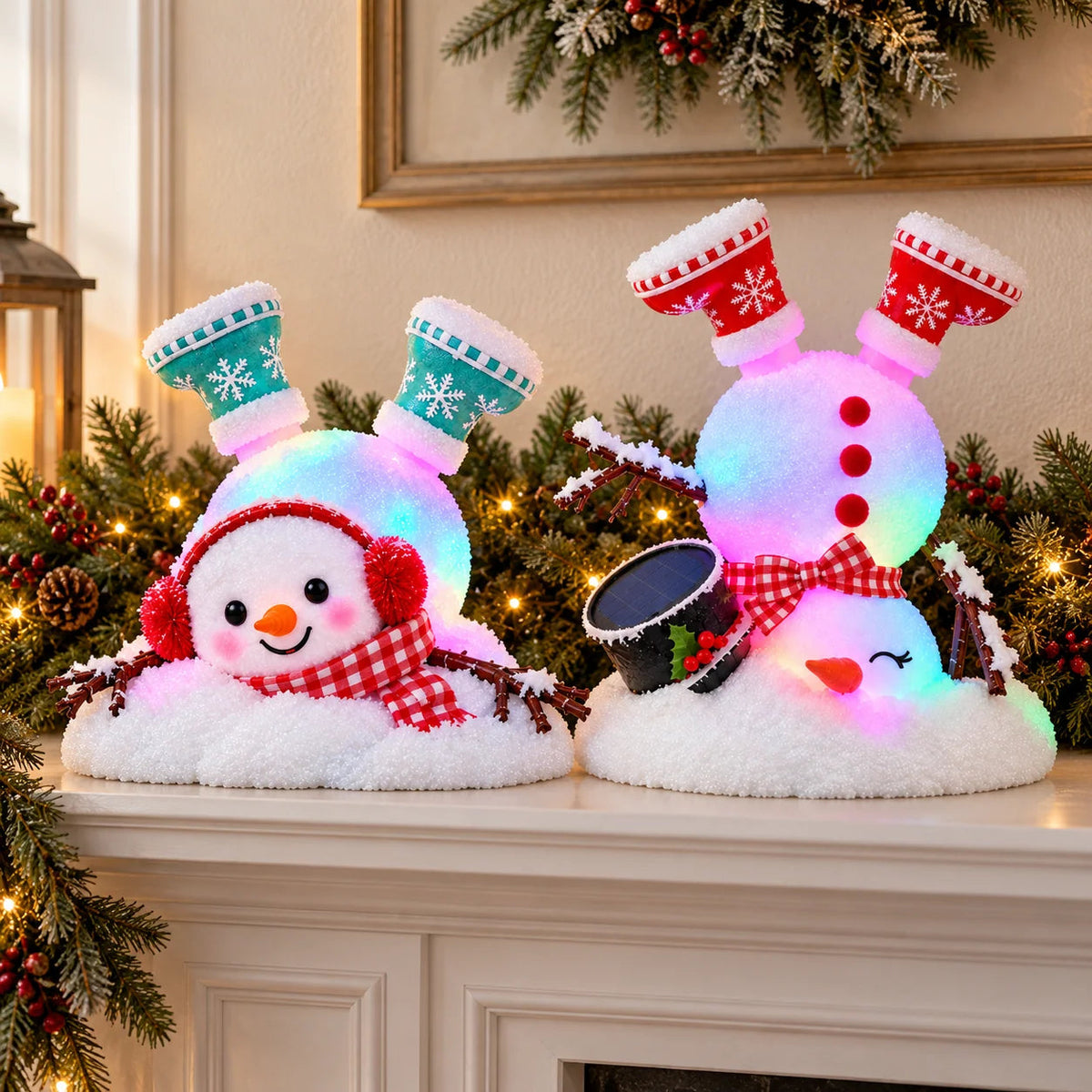 ☃️ Light-Up Christmas Snowmen – 4 Playful Holiday Characters, Individual Styles or Full Set