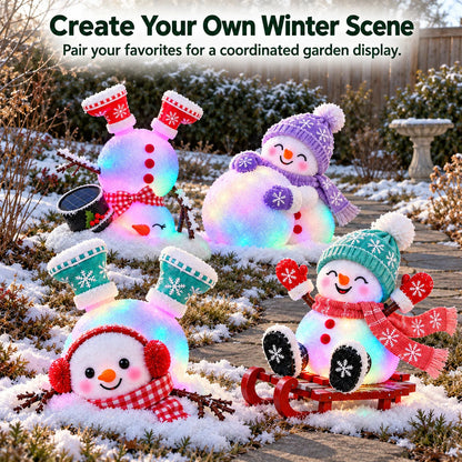 ☃️ Light-Up Christmas Snowmen – 4 Playful Holiday Characters, Individual Styles or Full Set