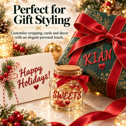 🎁✨ 3D Metallic Alphabet Stickers – Raised Letter, Number & Symbol Decals for Personalized Gifts, Cards & DIY Crafts 🎄 | 5 Colors