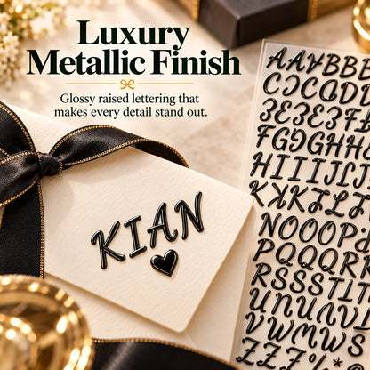 🎁✨ 3D Metallic Alphabet Stickers – Raised Letter, Number & Symbol Decals for Personalized Gifts, Cards & DIY Crafts 🎄 | 5 Colors