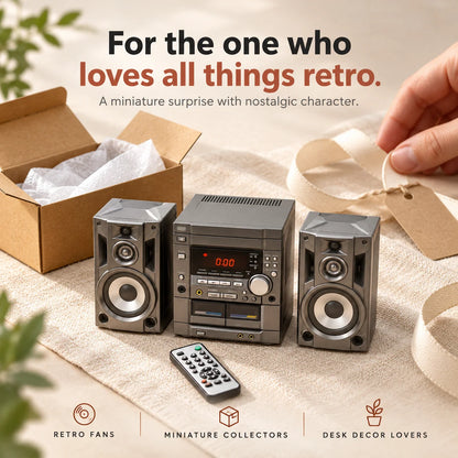 🎵 Mini Retro Stereo Sound System – Vintage Desktop Audio Player with Dual Speakers, Digital Display & Remote Control