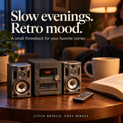 🎵 Mini Retro Stereo Sound System – Vintage Desktop Audio Player with Dual Speakers, Digital Display & Remote Control