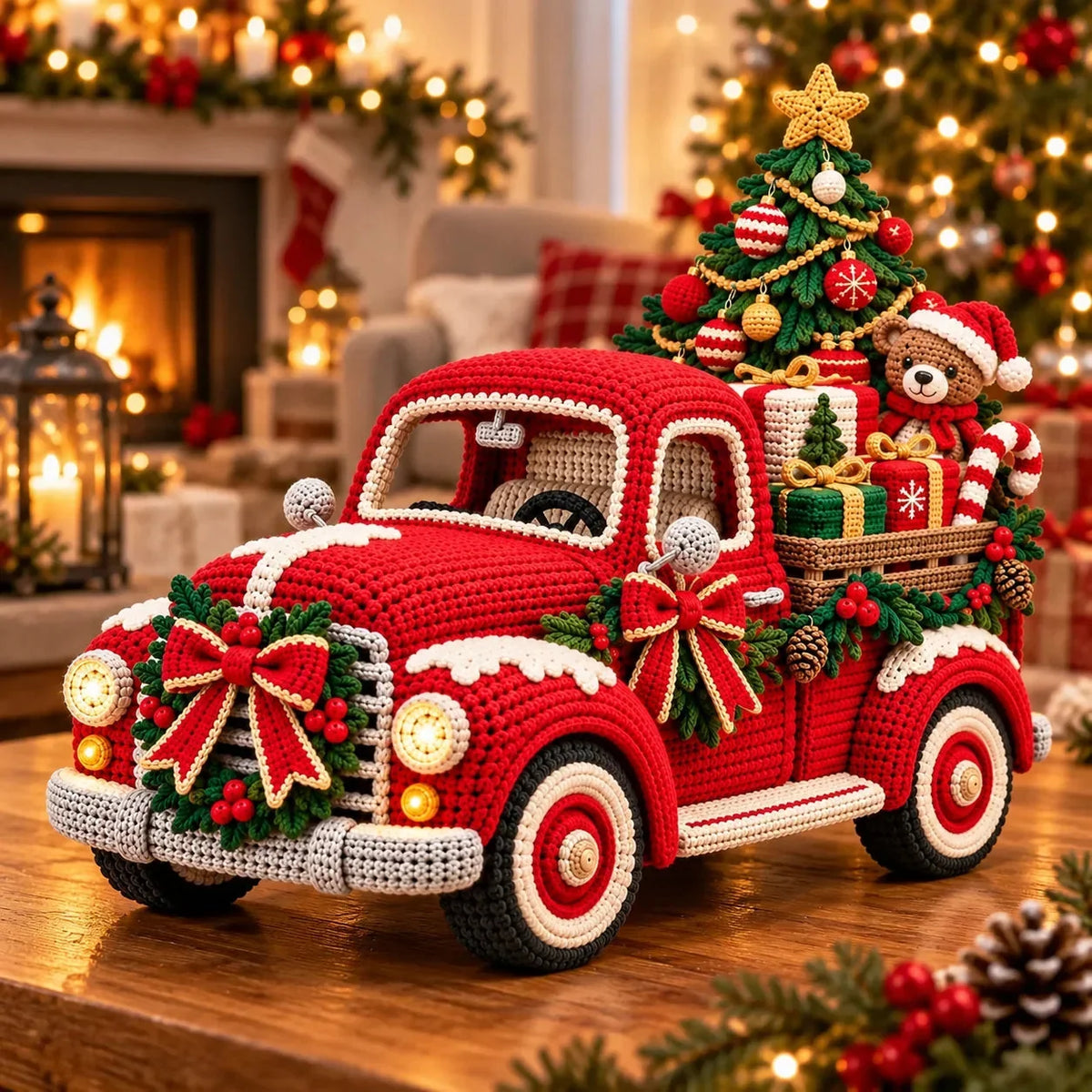 🎄🧶 Vintage Christmas Truck Crochet Pattern (Digital PDF) 🛻🎁 | Red Pickup Amigurumi, Tree, Teddy Bear & Holiday DIY ✨