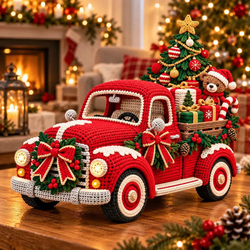🎄🧶 Vintage Christmas Truck Crochet Pattern (Digital PDF) 🛻🎁 | Red Pickup Amigurumi, Tree, Teddy Bear & Holiday DIY ✨