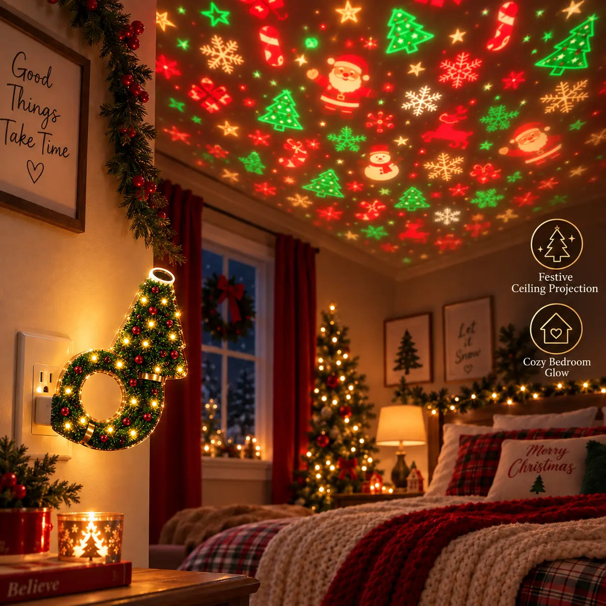🎁2026 New USB Plug-In Christmas Projector Night Light