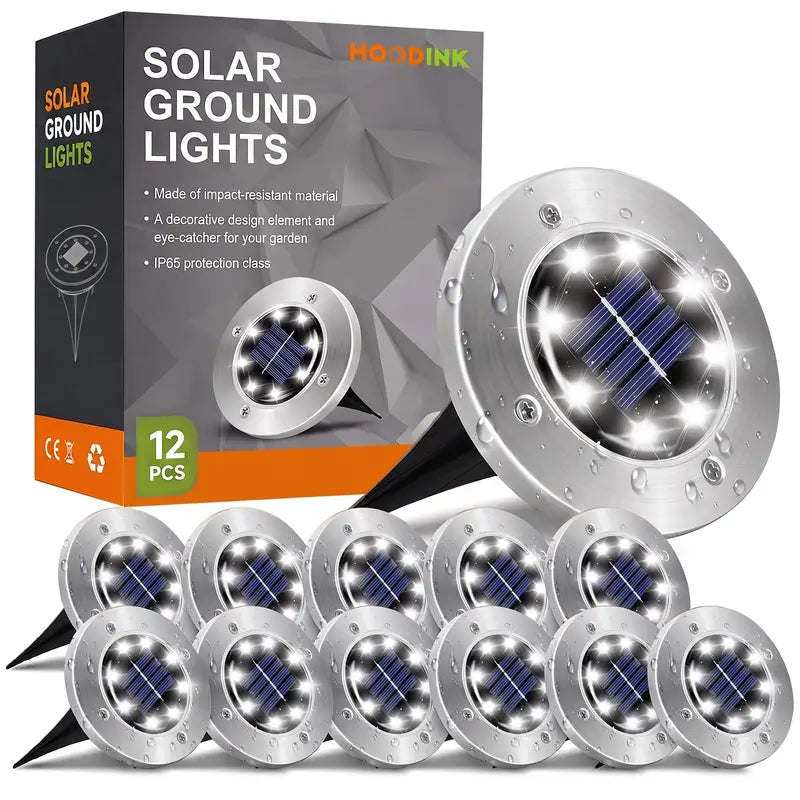 Hoodink Solar Lights for Outside,12 Pack Solar Lights Outdoor Waterproof