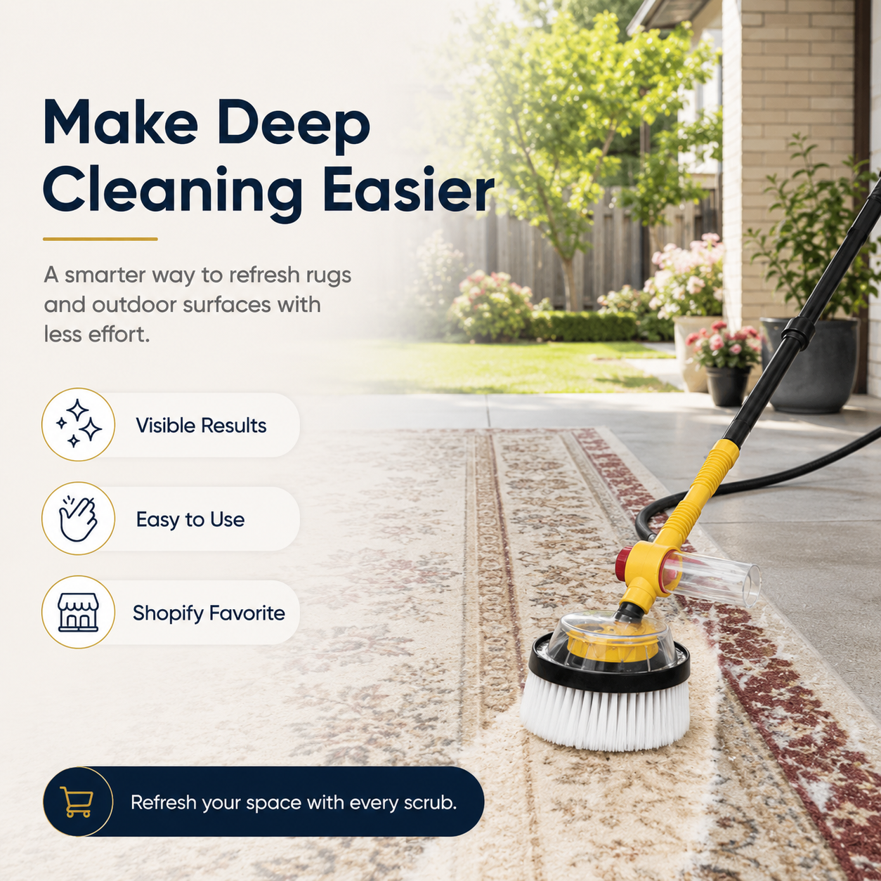 💦Water-Assisted Deep Cleaning Scrub Brush for Rugs, Car Wash, Patios & Outdoor Surfaces