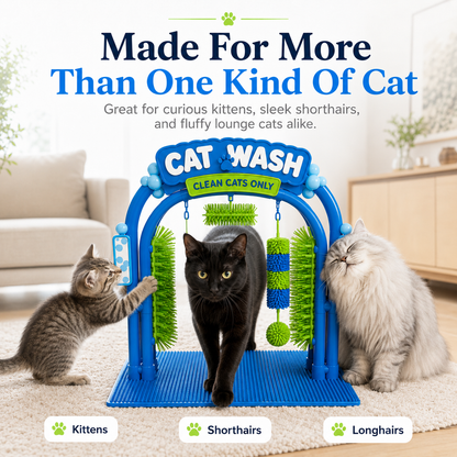 🐱 Interactive Cat Self-Grooming Arch – Multi-Angle Massage Brush & Play Station