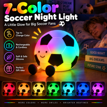 ⚽ Tap. Glow. Score. – 7-Color Soccer Night Light 🌈