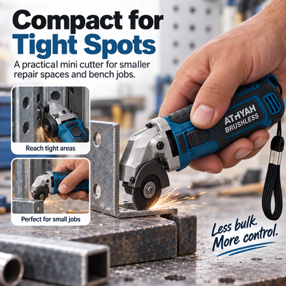 🔧 Mini Cordless Metal Cutting Tool – Compact Brushless Angle Grinder for DIY Repairs