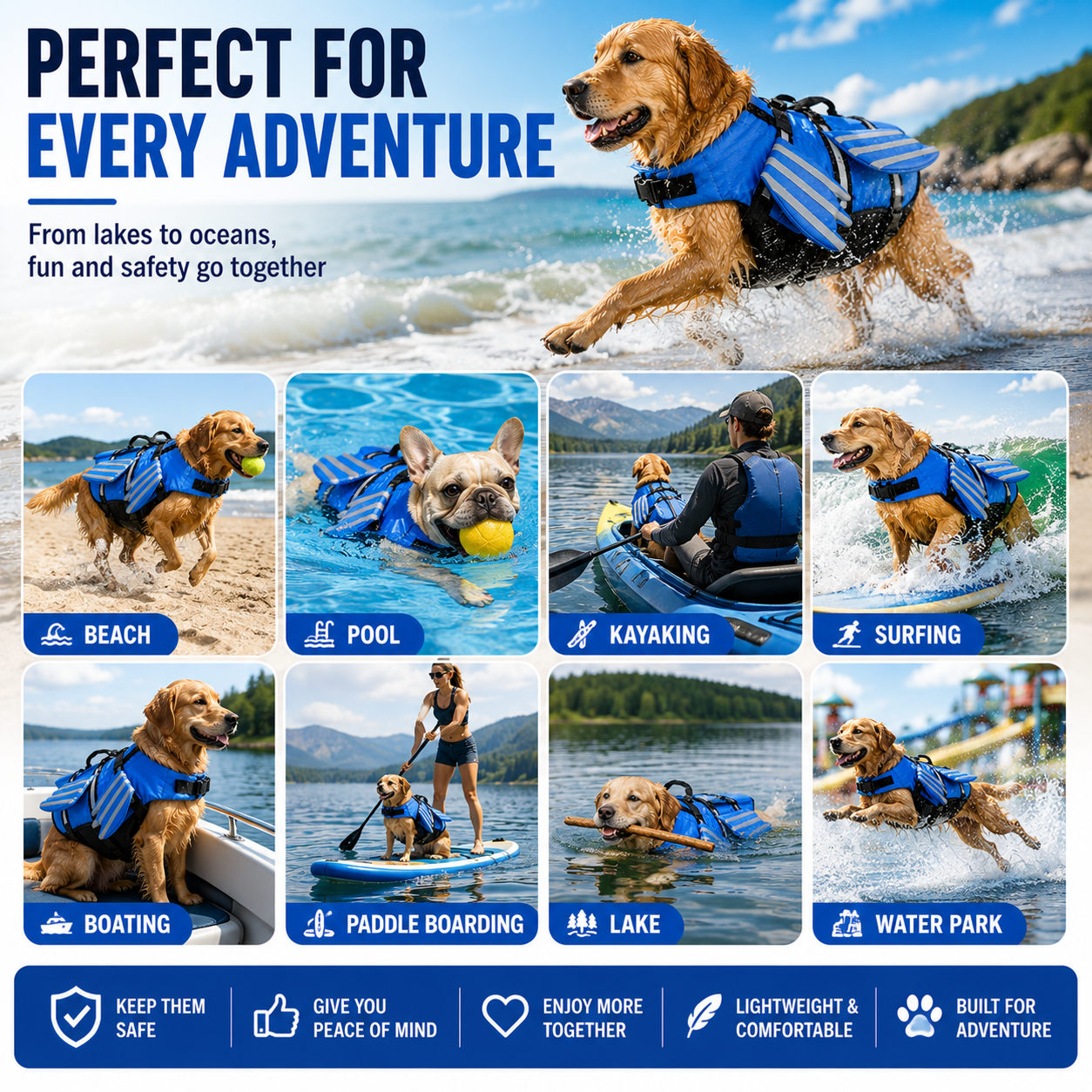 🔥Dog Life Jacket, High Buoyancy Wings Pet Life Vest with Extra Chin Float