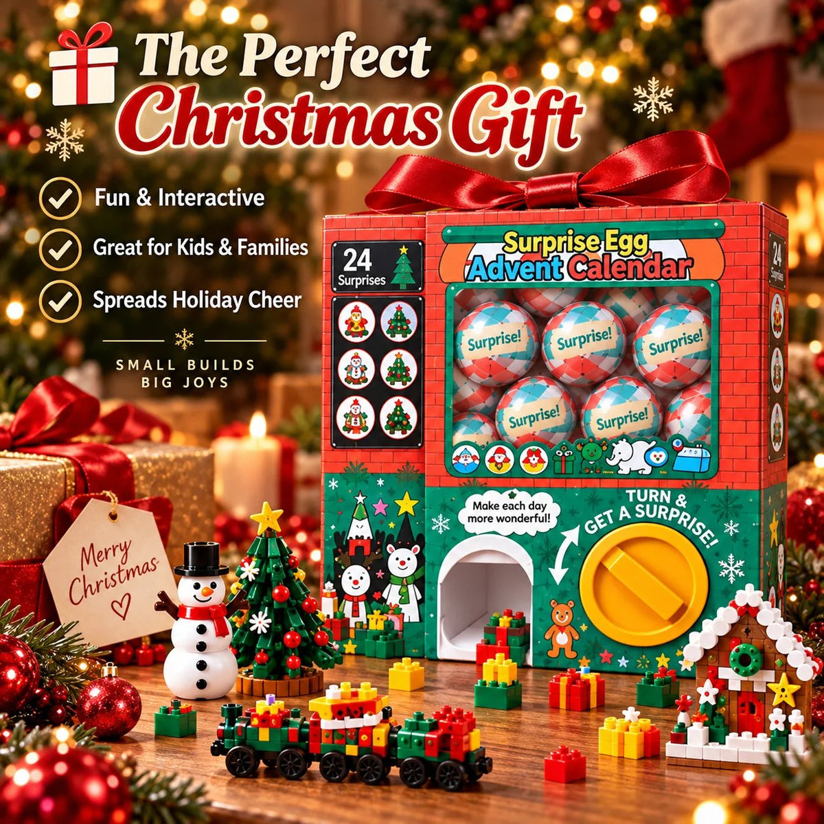 🎄 24-Day Surprise Egg Advent Calendar – Christmas Mini Building Block Sets