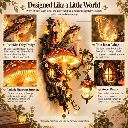 🧚 Enchanted Fairy Mushroom Wall Light – Magical 3D Forest Décor
