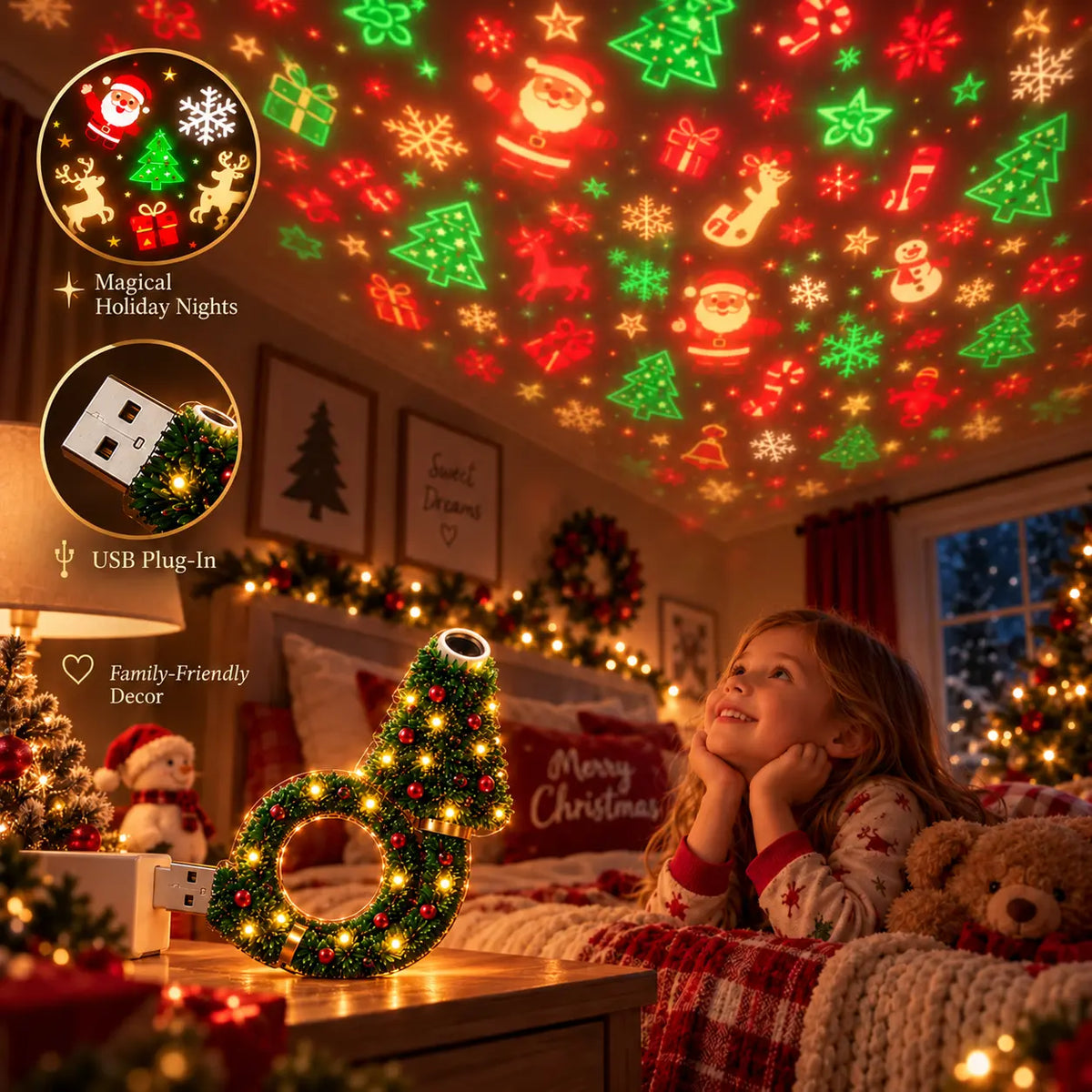 🎁2026 New USB Plug-In Christmas Projector Night Light