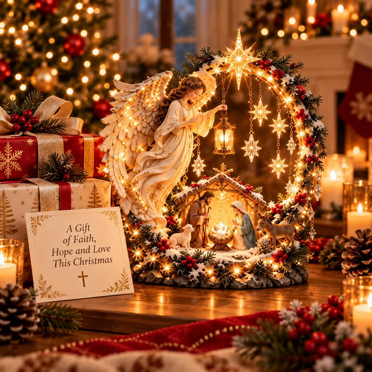 ✨ LAST DAY 49% OFF🔥 Light From Heaven Angel Nativity Christmas Centerpiece ✝️