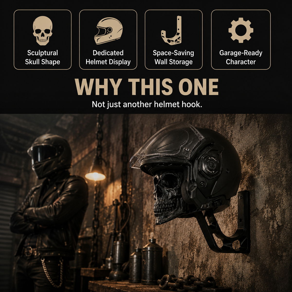 🏍️Skull Motorcycle Helmet Wall Mount