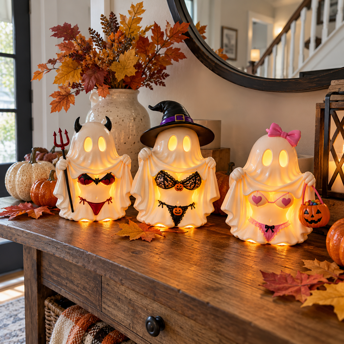 🎁 Cheeky Ghost Halloween Tabletop Decor – 5 Mischievous Styles