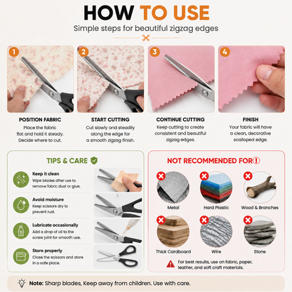 ✂️Professional Pinking Shears – Stainless Steel Zigzag Fabric Cutting Scissors✨🧵