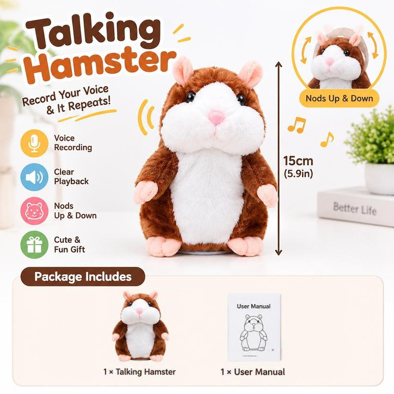 Talking Hamster Plush Toy – Funny Voice-Repeating Interactive Gift