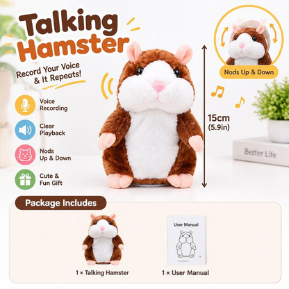 Talking Hamster Plush Toy – Funny Voice-Repeating Interactive Gift