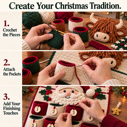 🧶 DIY Crochet Christmas Advent Calendar Kit | 24-Pocket Countdown