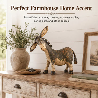 Rustic Donkey Figurine – Whimsical Farmhouse Shelf Decor 🐴