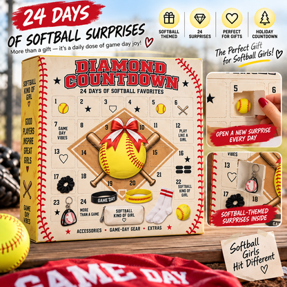 🥎 2026 Softball Girls Advent Calendar – 24 Days of Game-Day Surprises
