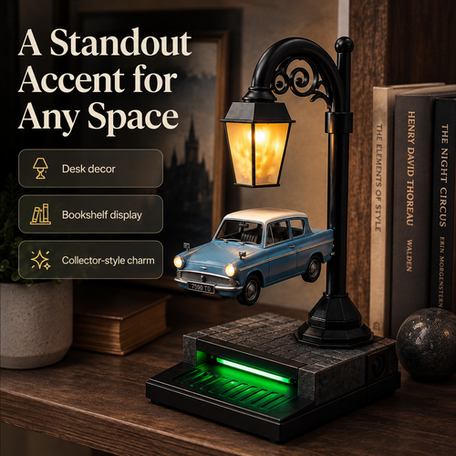 🚗✨ Floating-Look Retro Car Streetlamp Display – Warm Light Collector Desk Decor