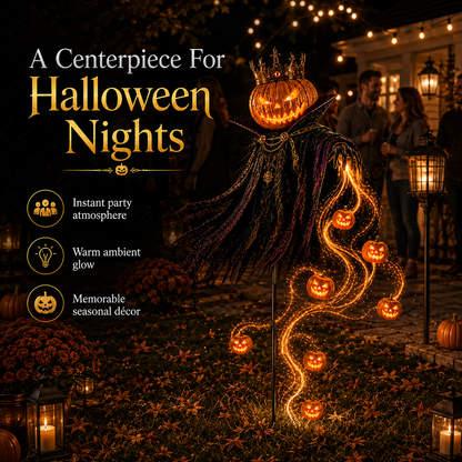 🎃 Solar Pumpkin King Garden Stake – Fiber Optic Halloween Yard Light