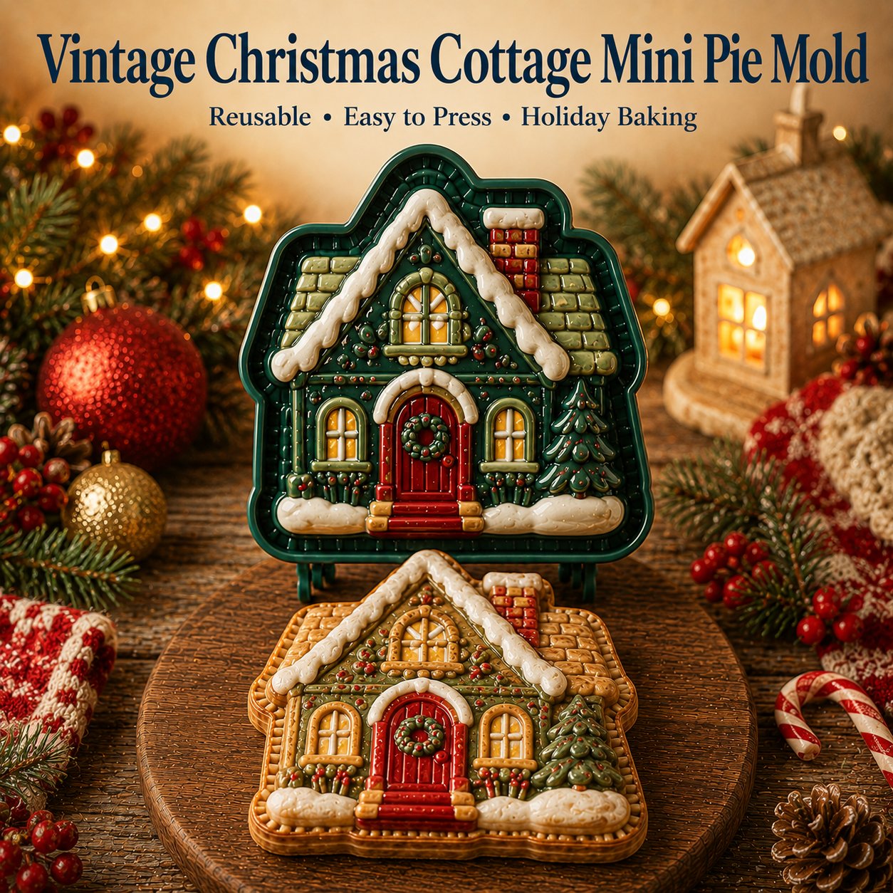 🎄 9-Design Christmas Mini Pie Mold Collection | Reusable Embossed Molds for Shaping Detailed Santa, Snowman, Reindeer, Tree & Holiday Pies