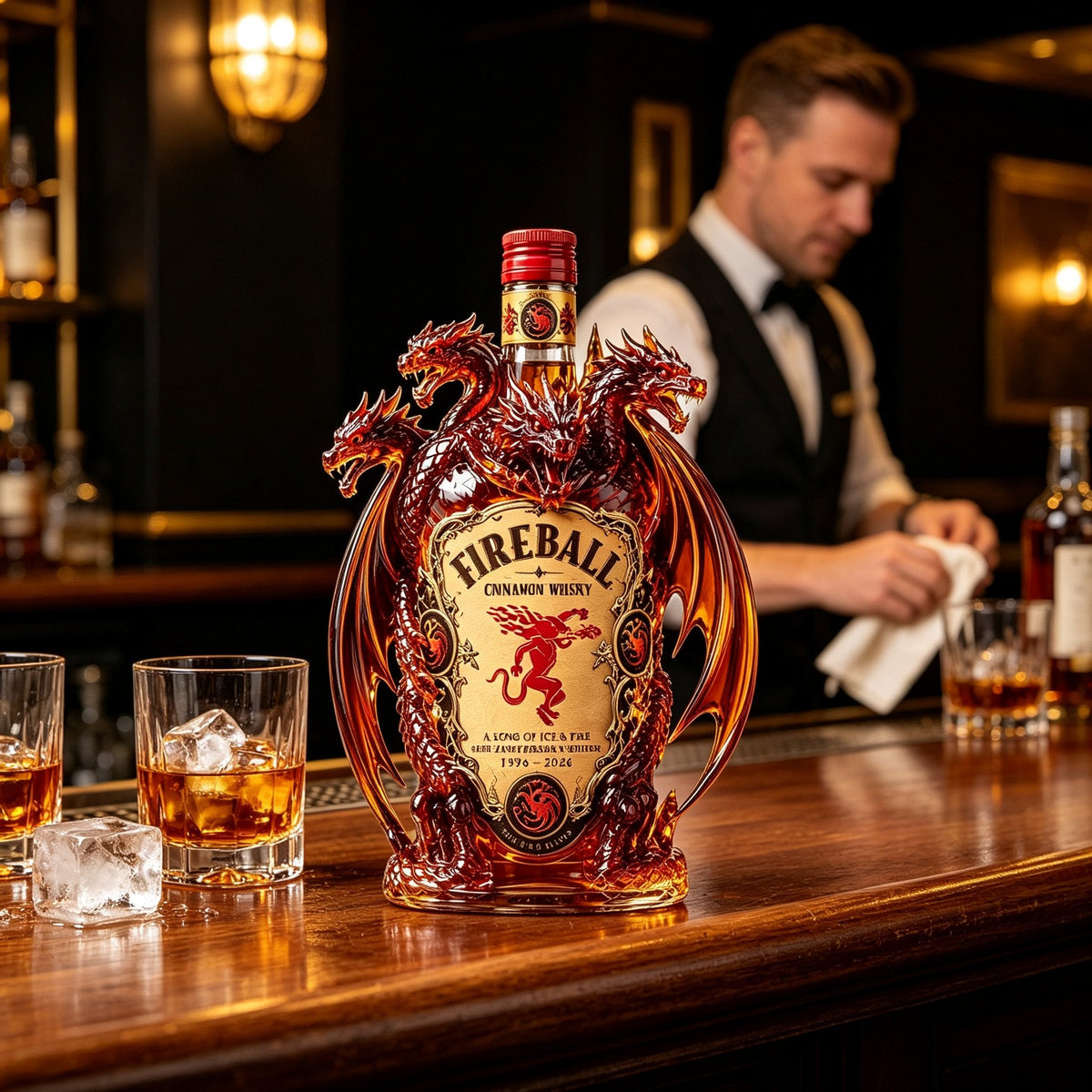 🐉 Dragon Sculpted Collector Bottle – Amber Home Bar Display