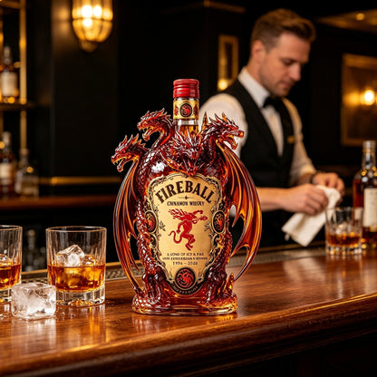 🐉 Dragon Sculpted Collector Bottle – Amber Home Bar Display